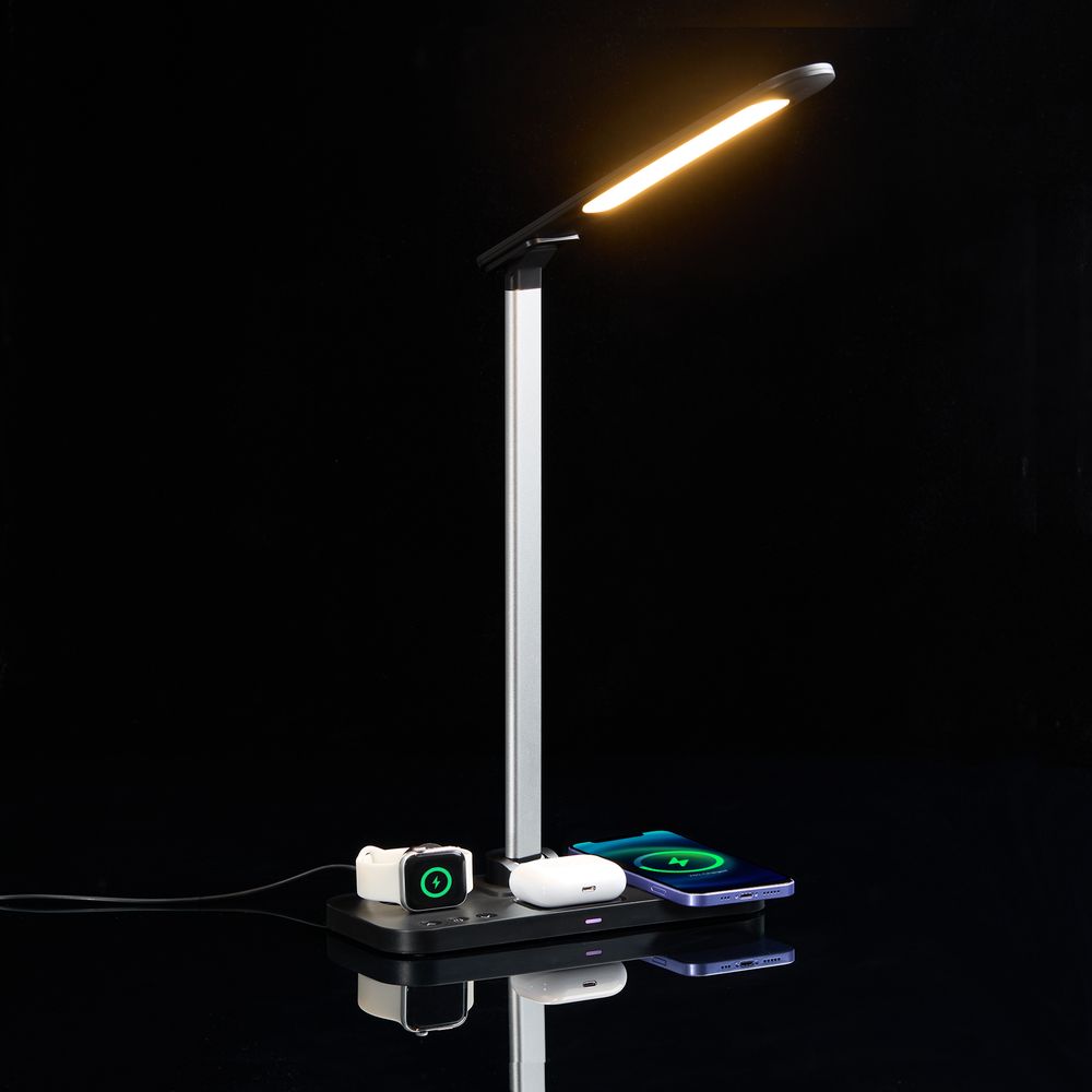 Настольная лампа с беспроводной зарядкой Power Light, черная — фото 6