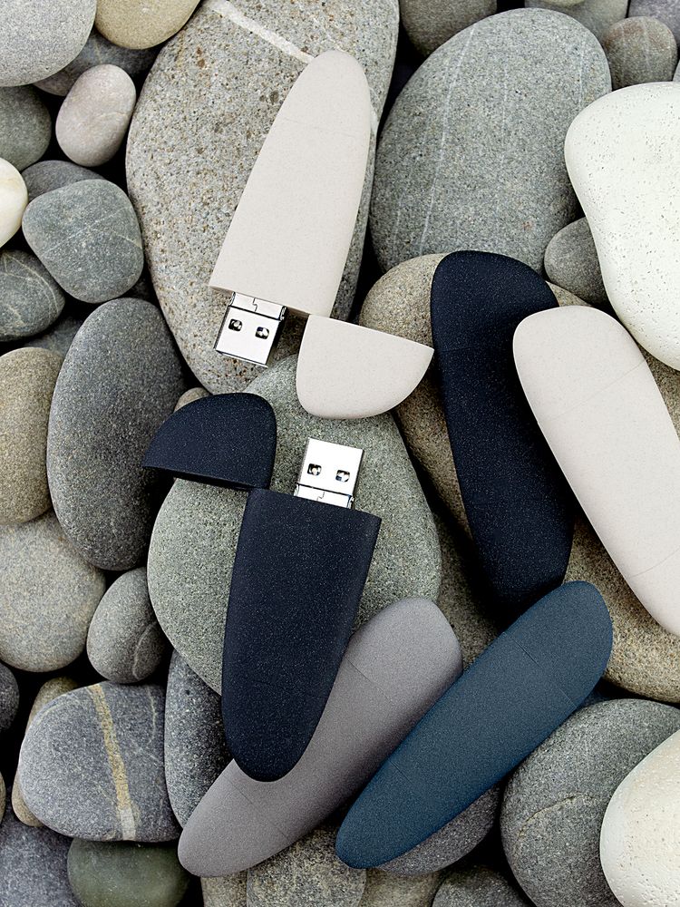 Флешка Pebble Universal, USB 3.0, серо-синяя, 32 Гб — фото 8