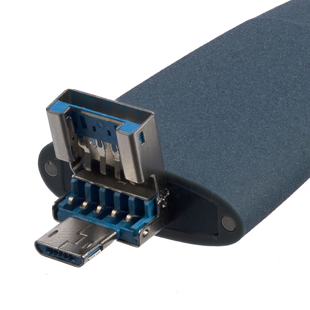 Флешка Pebble Universal, USB 3.0, серо-синяя, 32 Гб — фото 9