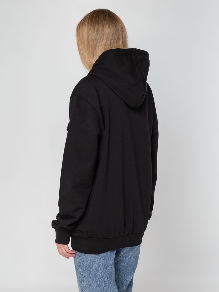 Худи унисекс с карманом на груди Chest Pocket, черное — фото 3