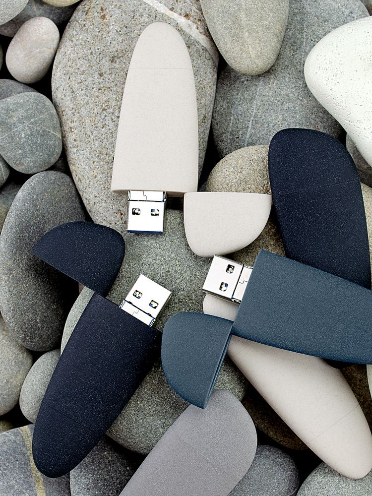 Флешка Pebble Universal, USB 3.0, серо-синяя, 32 Гб — фото 10