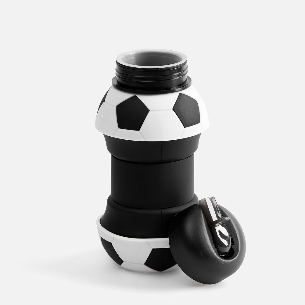 Складная бутылка для воды Football Flex, белая с черным — фото 6