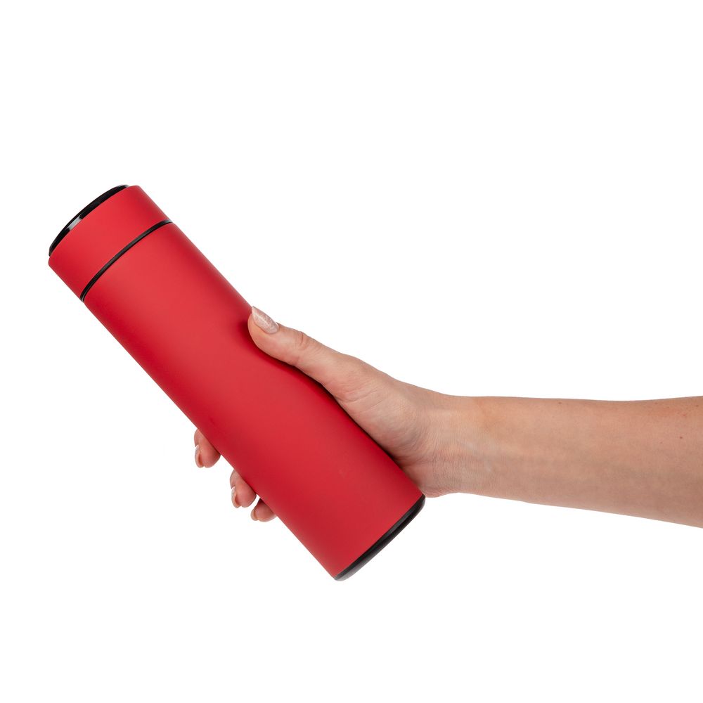 Смарт-бутылка с заменяемой батарейкой Long Therm Soft Touch, красная — фото 3