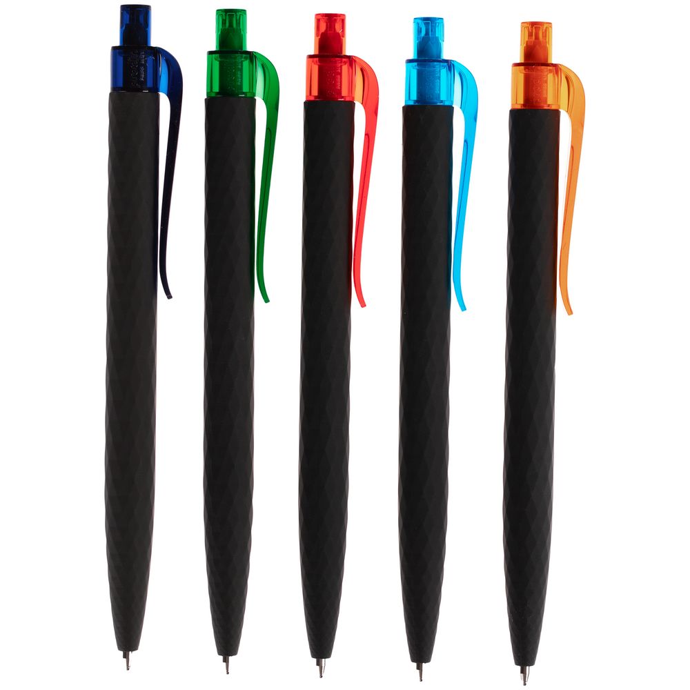 Ручка шариковая Prodir QS01 PRT-T Soft Touch, черная с голубым — фото 6