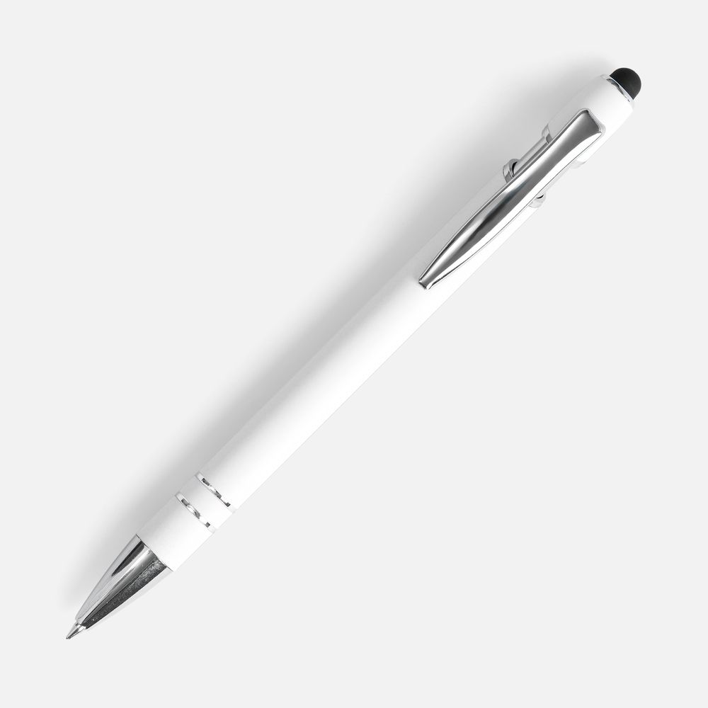 Ручка шариковая Pointer Soft Touch со стилусом, белая — фото 1