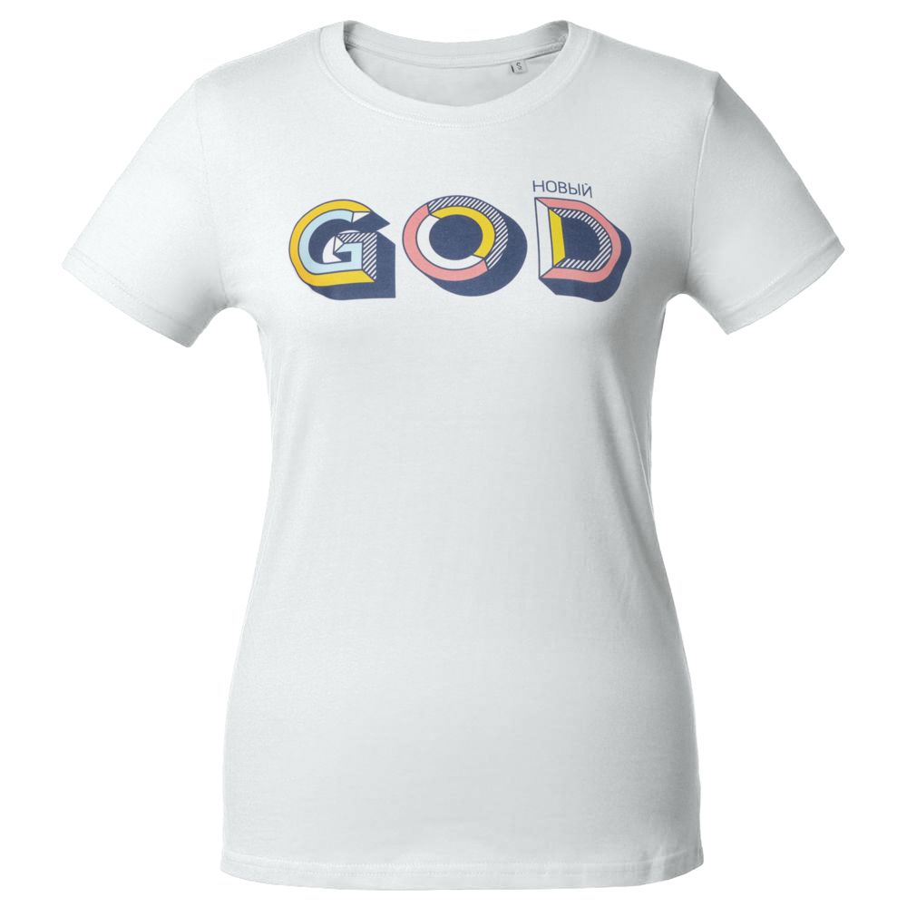 Футболка женская «Новый GOD», белая — фото 2