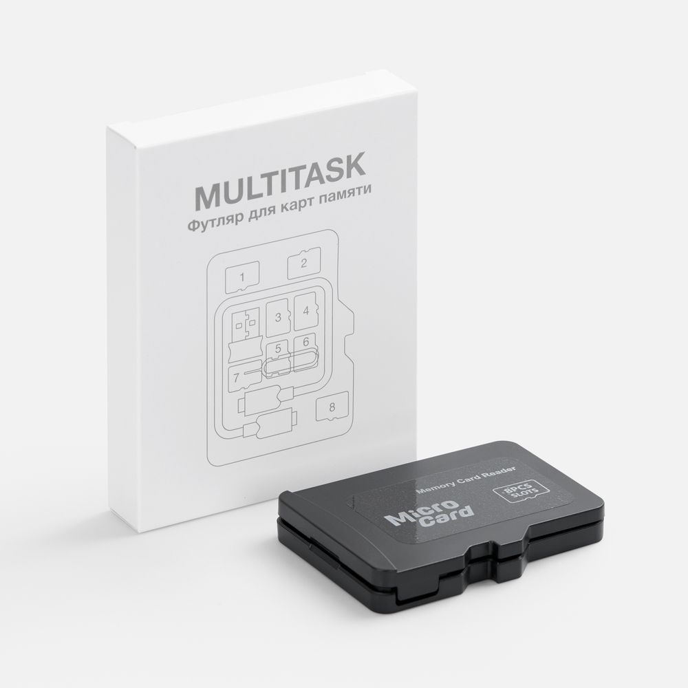 Органайзер для карт памяти и SIM с кардридером Multitask, черный — фото 5
