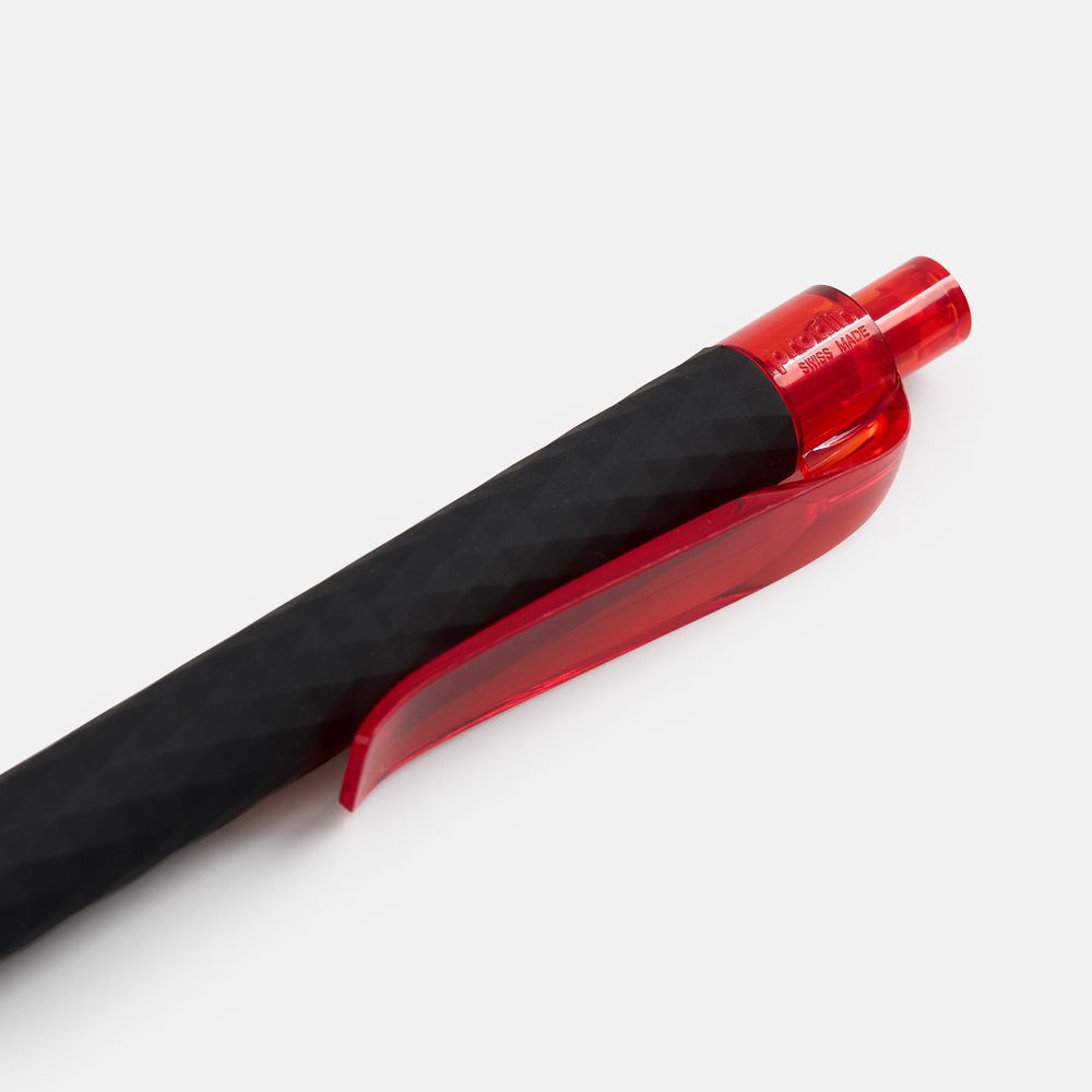 Ручка шариковая Prodir QS01 PRT-T Soft Touch, черная с красным — фото 4