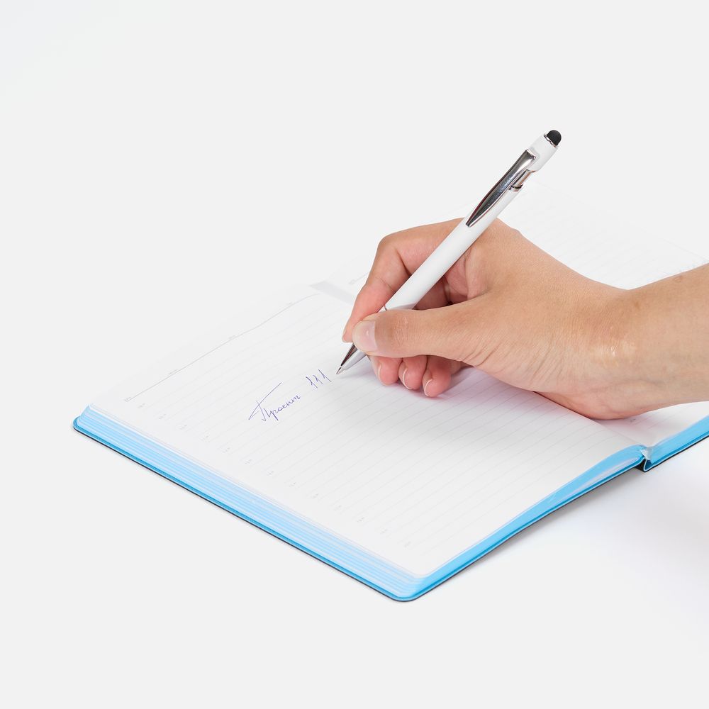Ручка шариковая Pointer Soft Touch со стилусом, белая — фото 3