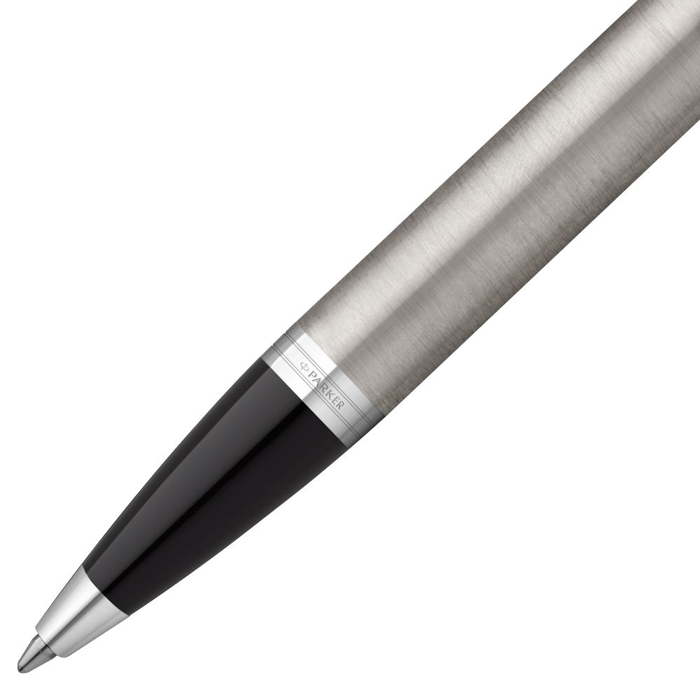 Ручка шариковая Parker IM Essential Stainless Steel CT, серебристая с черным — фото 2