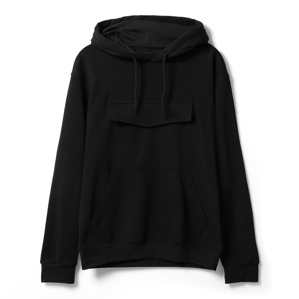 Худи унисекс с карманом на груди Chest Pocket, черное — фото 8
