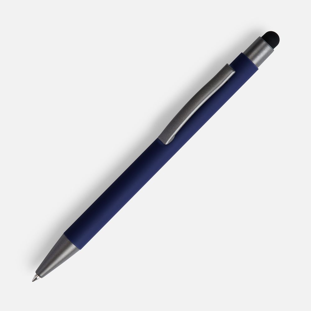Ручка шариковая Atento Soft Touch со стилусом, темно-синяя — фото 5