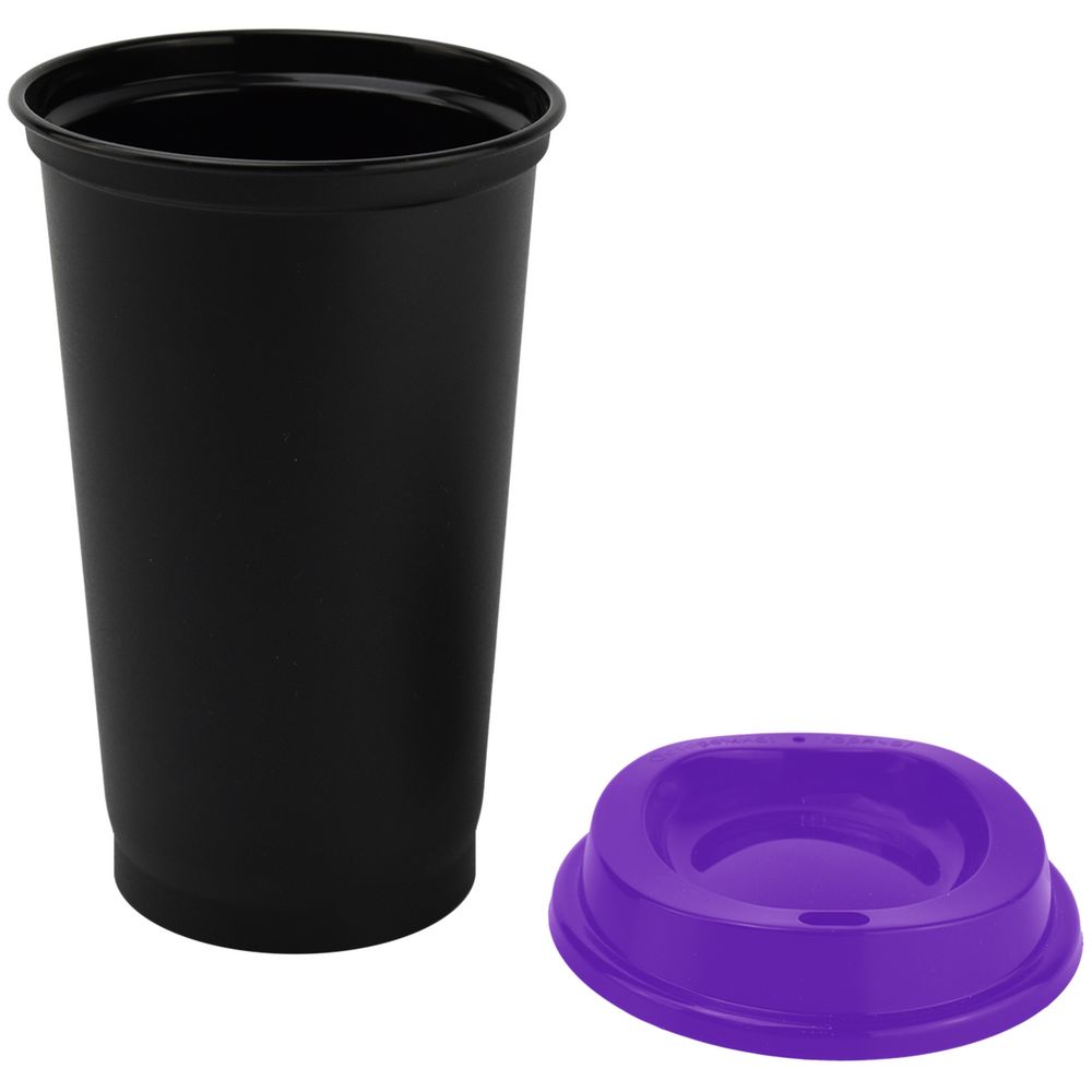 Стакан с крышкой Color Cap Black, черный с фиолетовым — фото 1