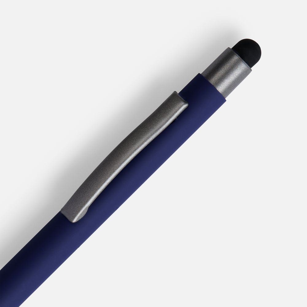 Ручка шариковая Atento Soft Touch со стилусом, темно-синяя — фото 2