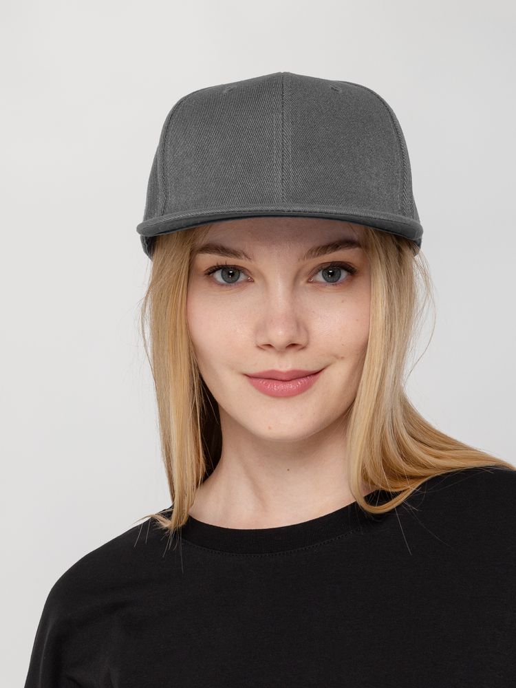 Бейсболка Snapback с прямым козырьком, серая — фото 3