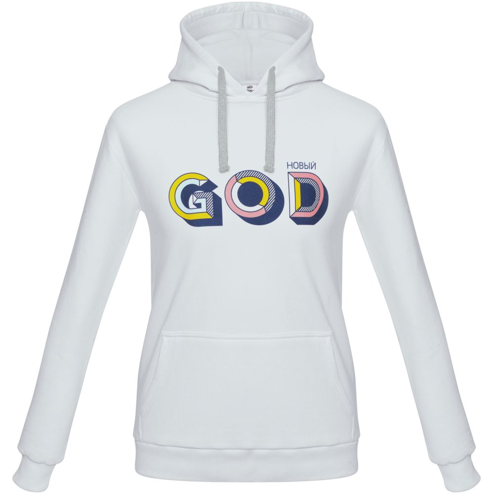 Толстовка с капюшоном «Новый GOD», белая — фото 3