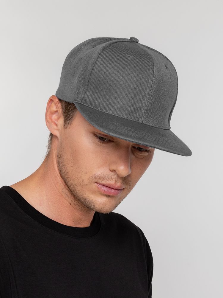 Бейсболка Snapback с прямым козырьком, серая — фото 5