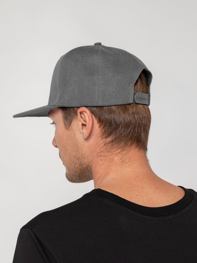 Бейсболка Snapback с прямым козырьком, серая — фото 6