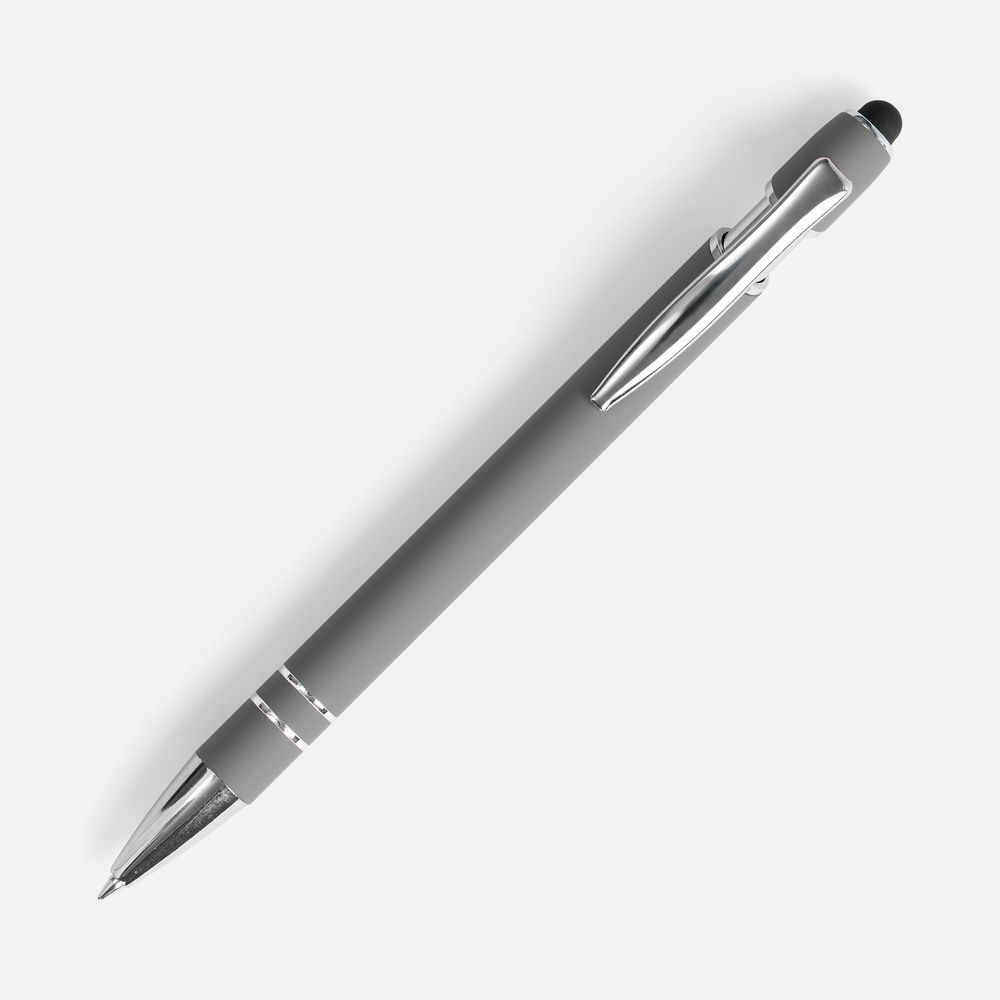 Ручка шариковая Pointer Soft Touch со стилусом, серая — фото 1