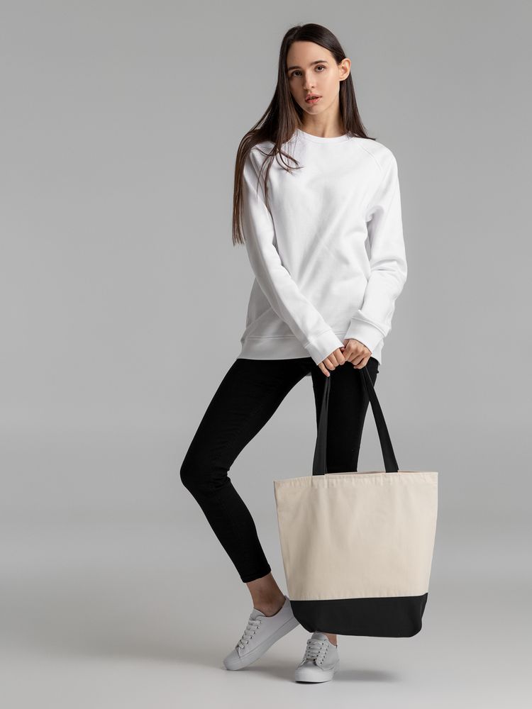 Сумка для покупок на молнии Shopaholic Zip, неокрашенная с черным — фото 8