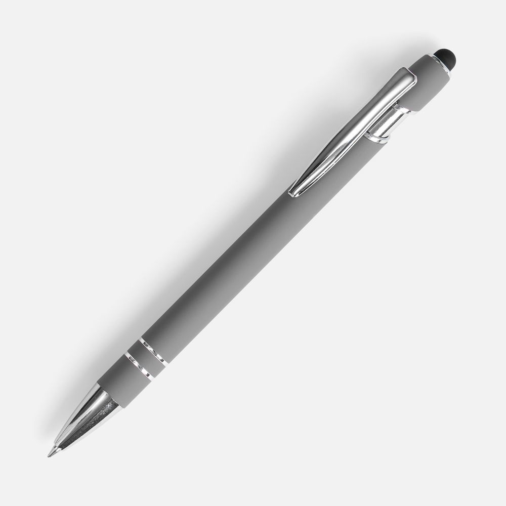 Ручка шариковая Pointer Soft Touch со стилусом, серая — фото 5