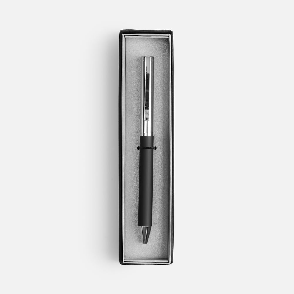 Ручка шариковая Eyeshot Soft Touch в футляре, черная — фото 1