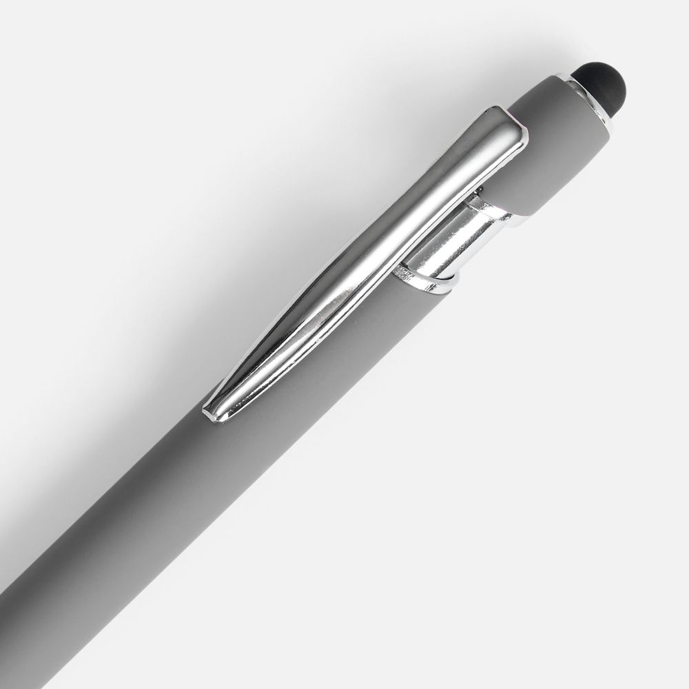 Ручка шариковая Pointer Soft Touch со стилусом, серая — фото 2
