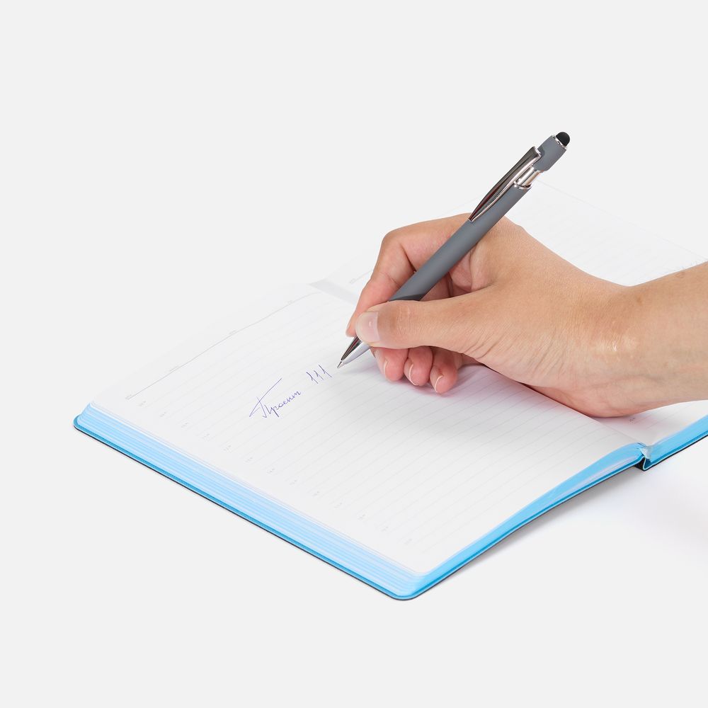 Ручка шариковая Pointer Soft Touch со стилусом, серая — фото 3