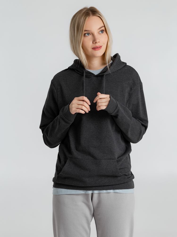 Толстовка с капюшоном унисекс Hoodie, серый меланж (антрацит) — фото 3