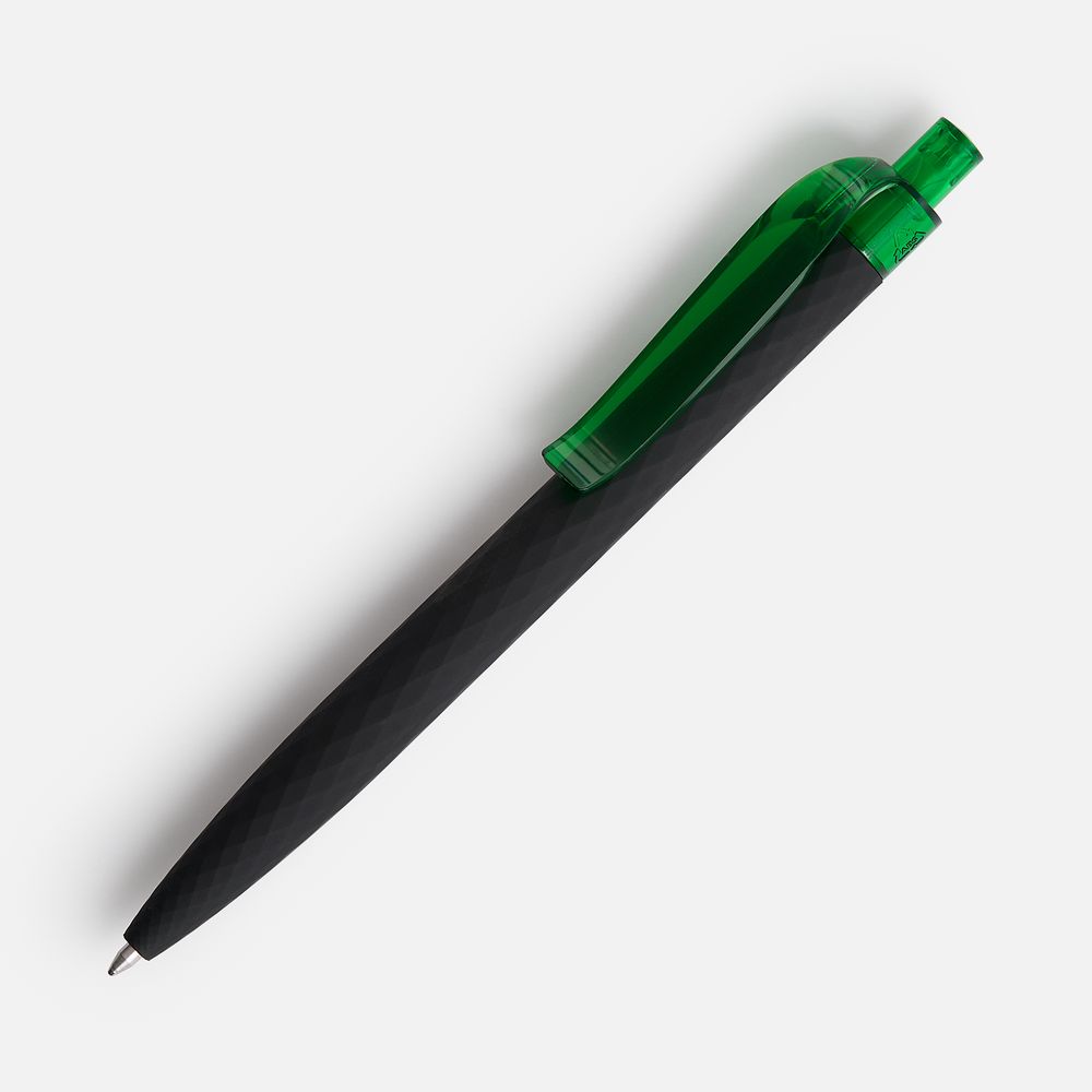 Ручка шариковая Prodir QS01 PRT-T Soft Touch, черная с зеленым — фото 1