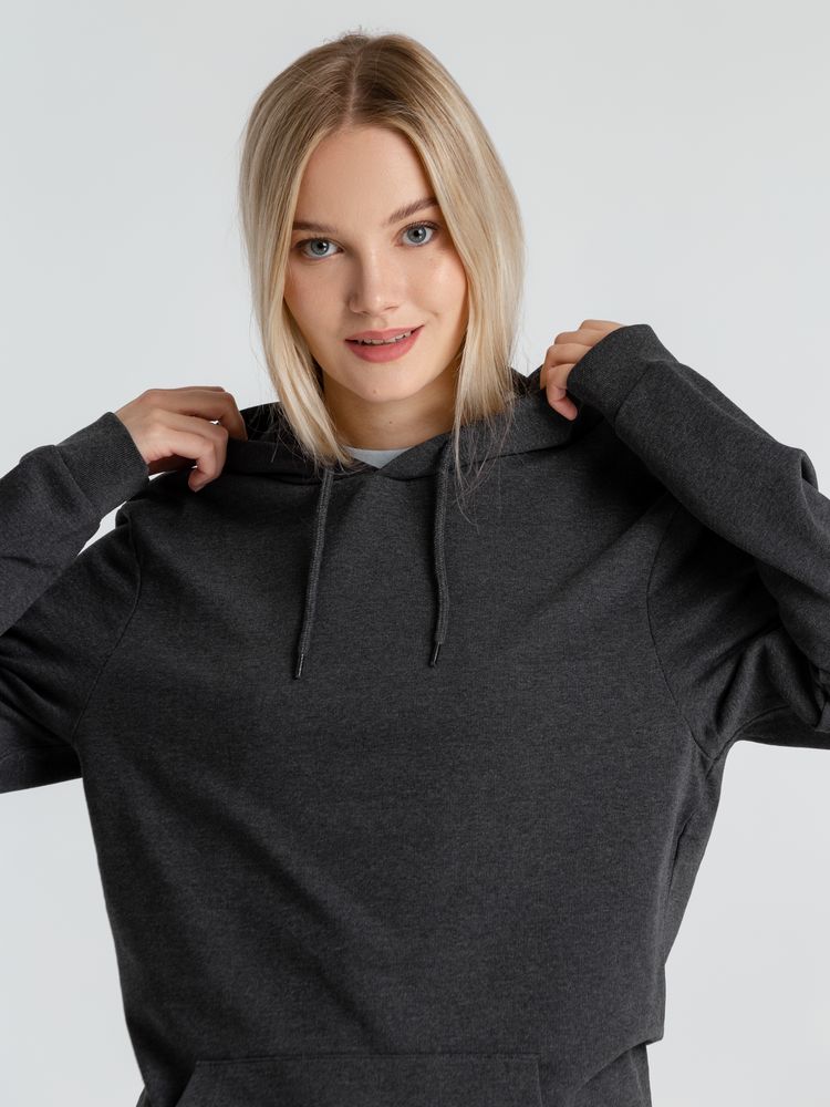 Толстовка с капюшоном унисекс Hoodie, серый меланж (антрацит) — фото 4