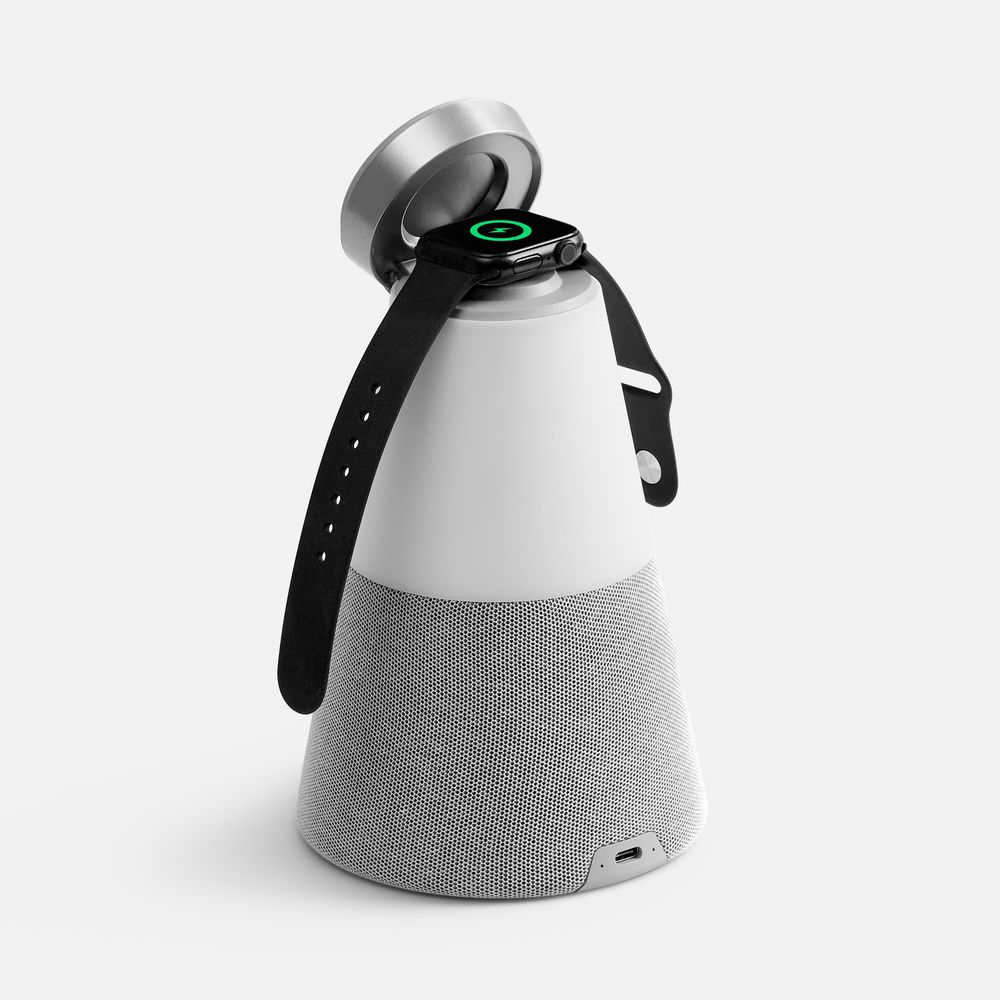 Bluetooth-колонка с беспроводной зарядкой и подсветкой Cone Sonance, серая — фото 4