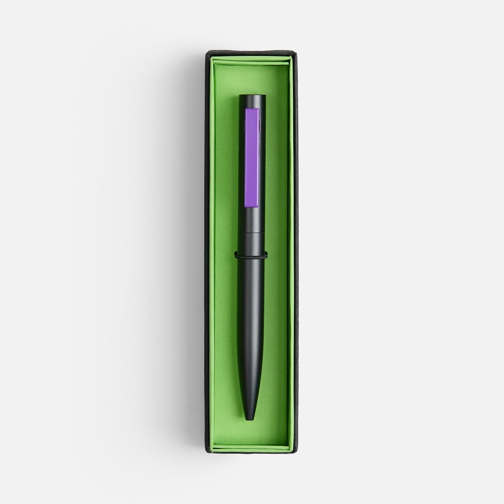 Ручка шариковая Inkolor в футляре, черная с фиолетовым — фото 1