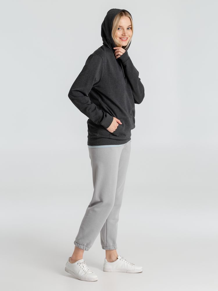 Толстовка с капюшоном унисекс Hoodie, серый меланж (антрацит) — фото 5