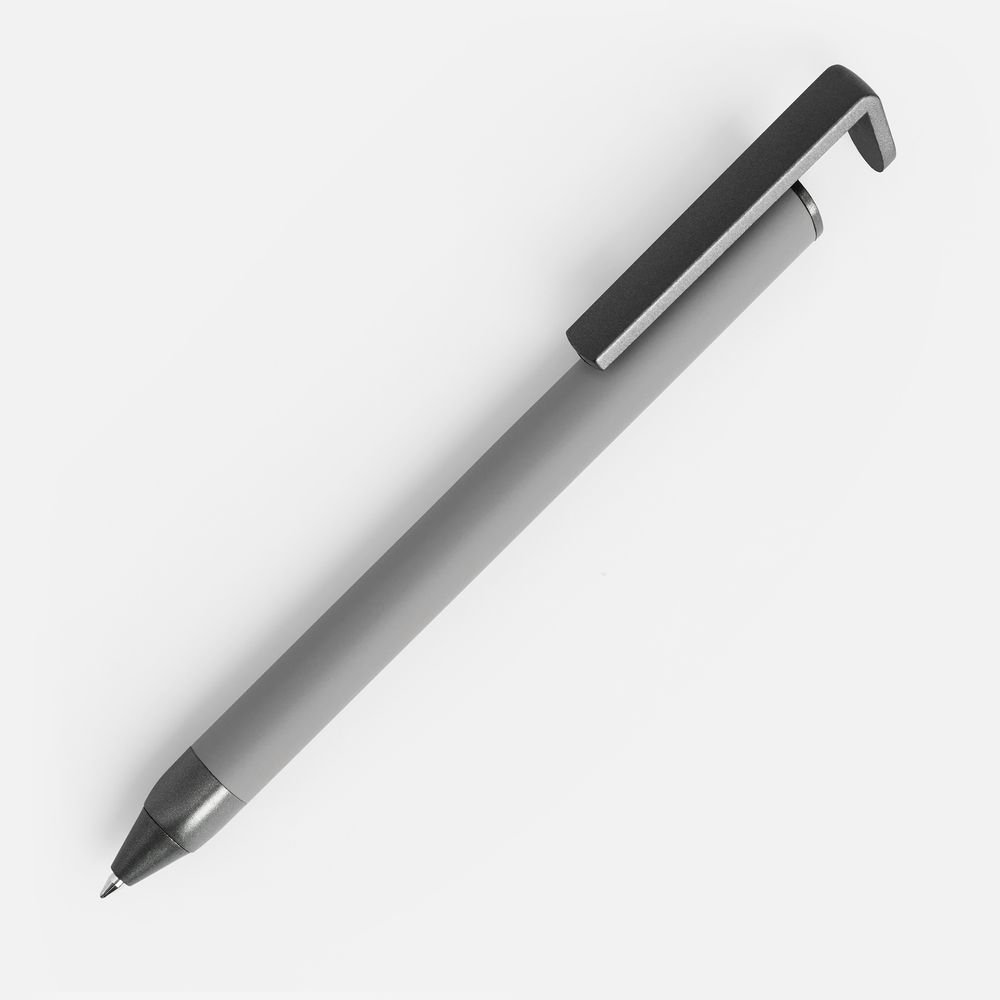 Ручка шариковая Standic с подставкой для телефона, серая — фото 6