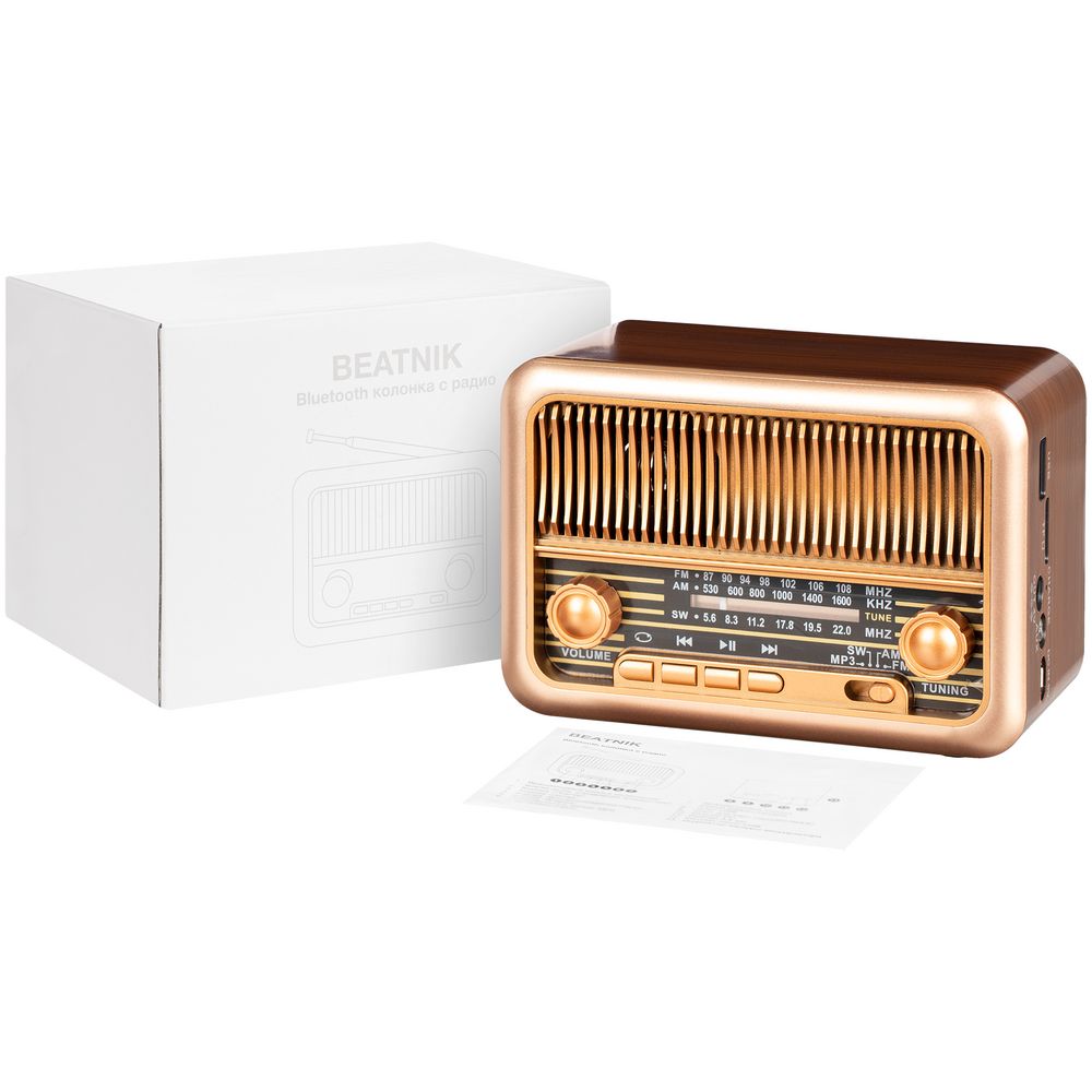 Bluetooth-колонка с радио Beatnik, коричневая — фото 1