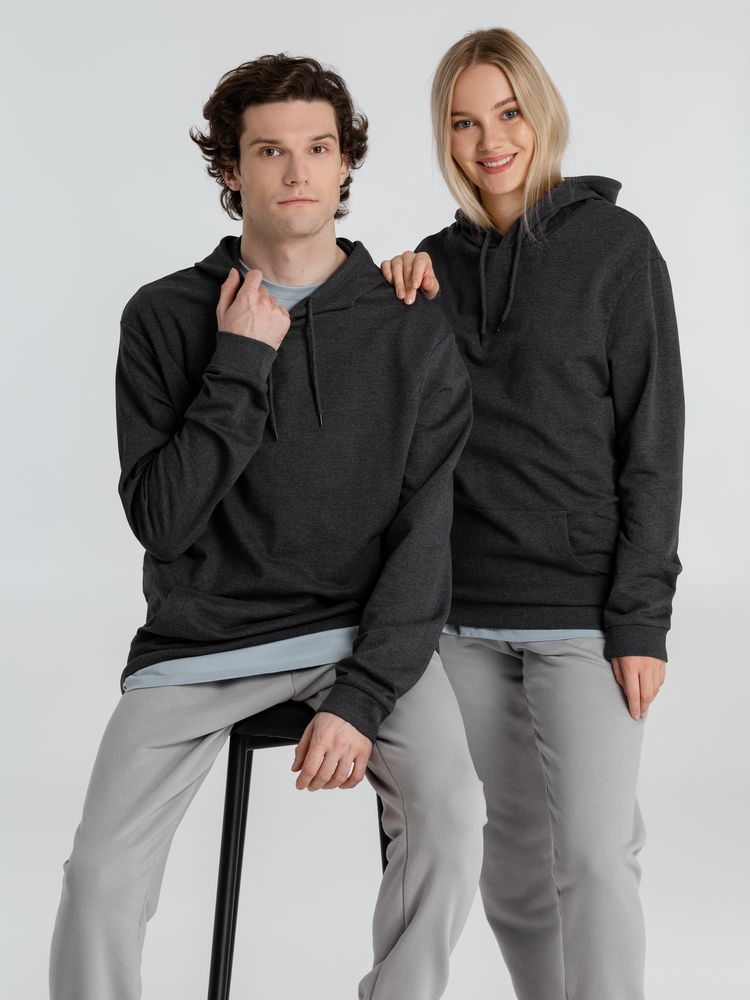 Толстовка с капюшоном унисекс Hoodie, серый меланж (антрацит) — фото 7