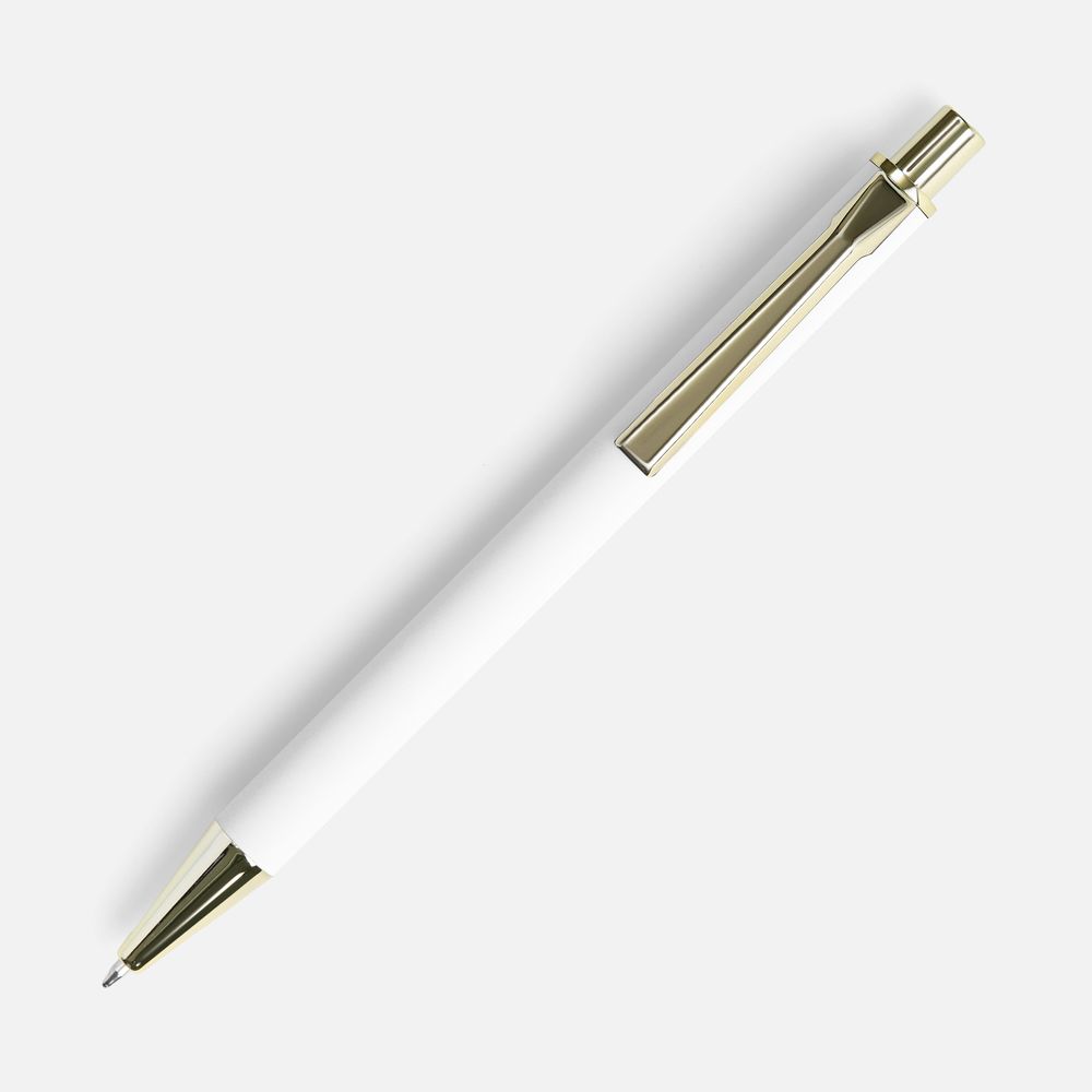 Ручка шариковая Lobby Soft Touch Gold, белая — фото 2