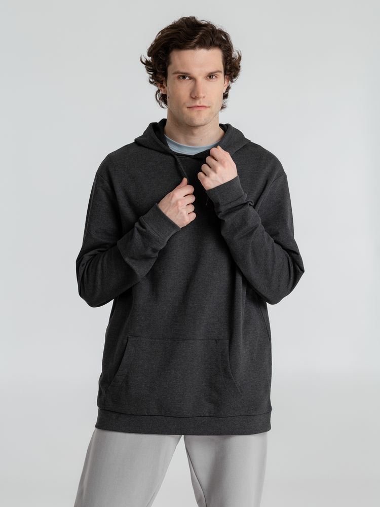 Толстовка с капюшоном унисекс Hoodie, серый меланж (антрацит) — фото 9