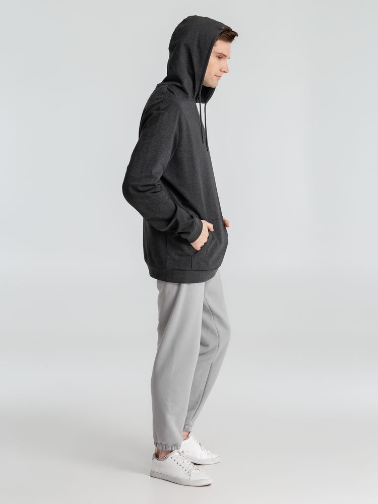 Толстовка с капюшоном унисекс Hoodie, серый меланж (антрацит) — фото 11