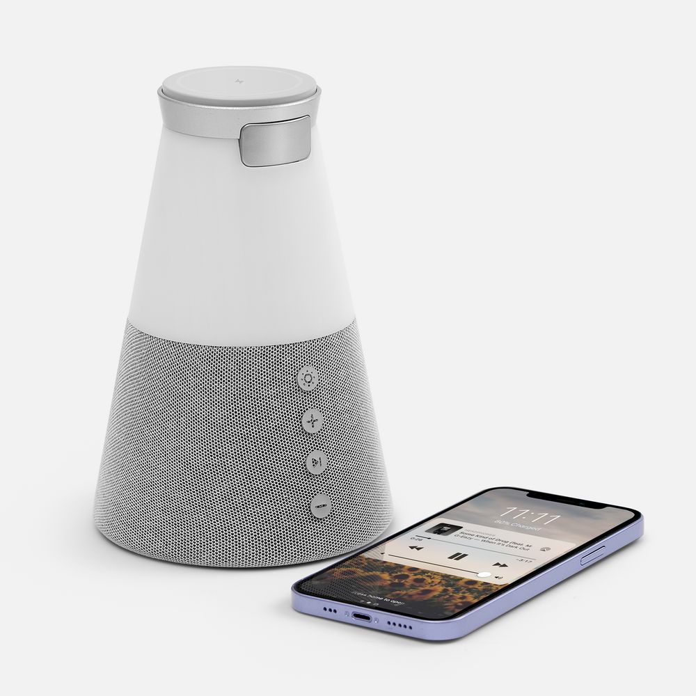 Bluetooth-колонка с беспроводной зарядкой и подсветкой Cone Sonance, серая — фото 5