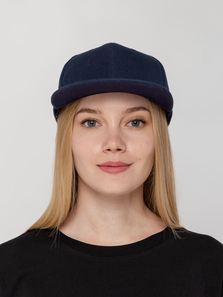 Бейсболка Snapback с прямым козырьком, темно-синяя — фото 3