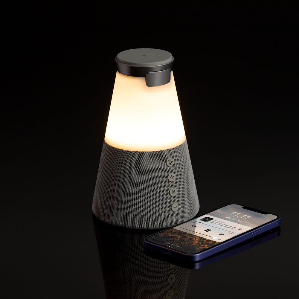 Bluetooth-колонка с беспроводной зарядкой и подсветкой Cone Sonance, серая — фото 6