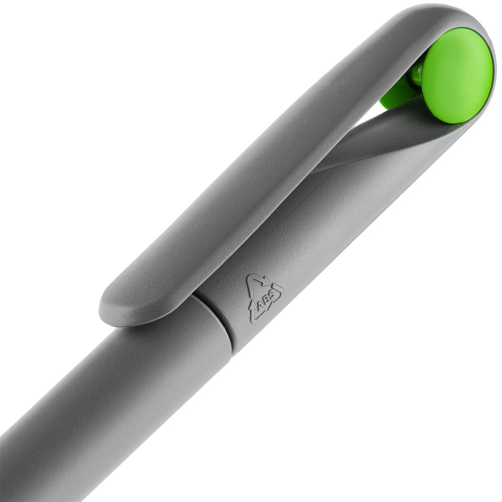 Ручка шариковая Prodir DS1 TMM Dot, серая с ярко-зеленым — фото 2
