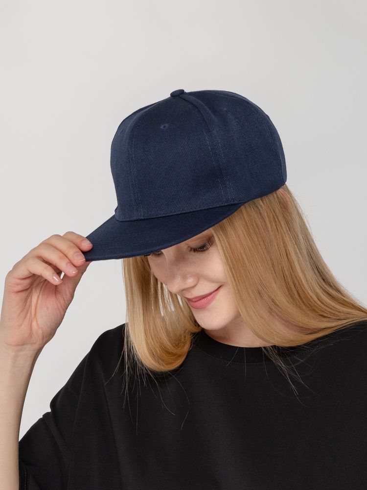 Бейсболка Snapback с прямым козырьком, темно-синяя — фото 4