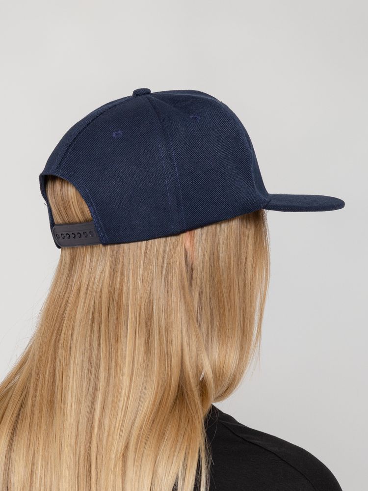 Бейсболка Snapback с прямым козырьком, темно-синяя — фото 5
