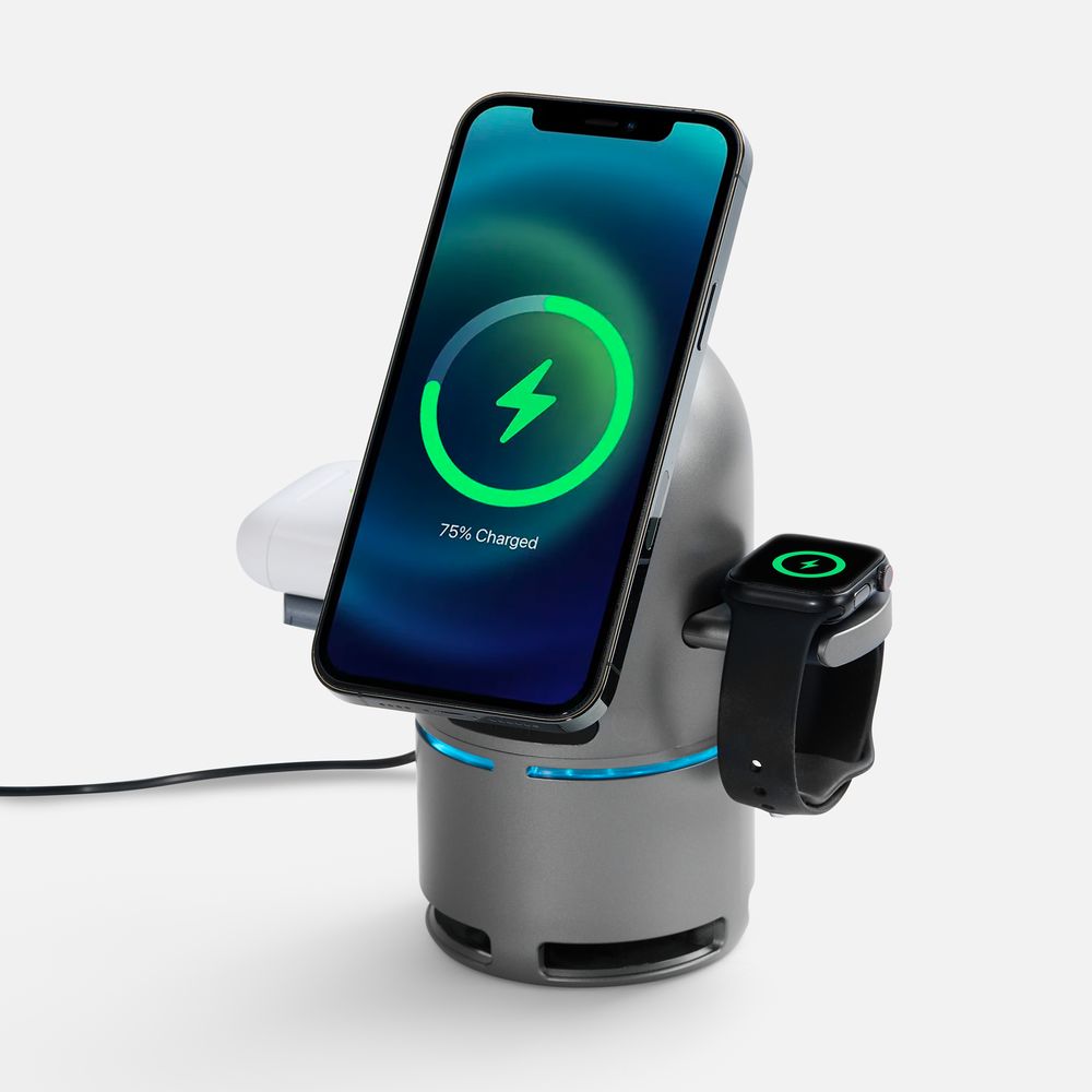 Bluetooth-колонка с беспроводной зарядкой Droid, серая — фото 2