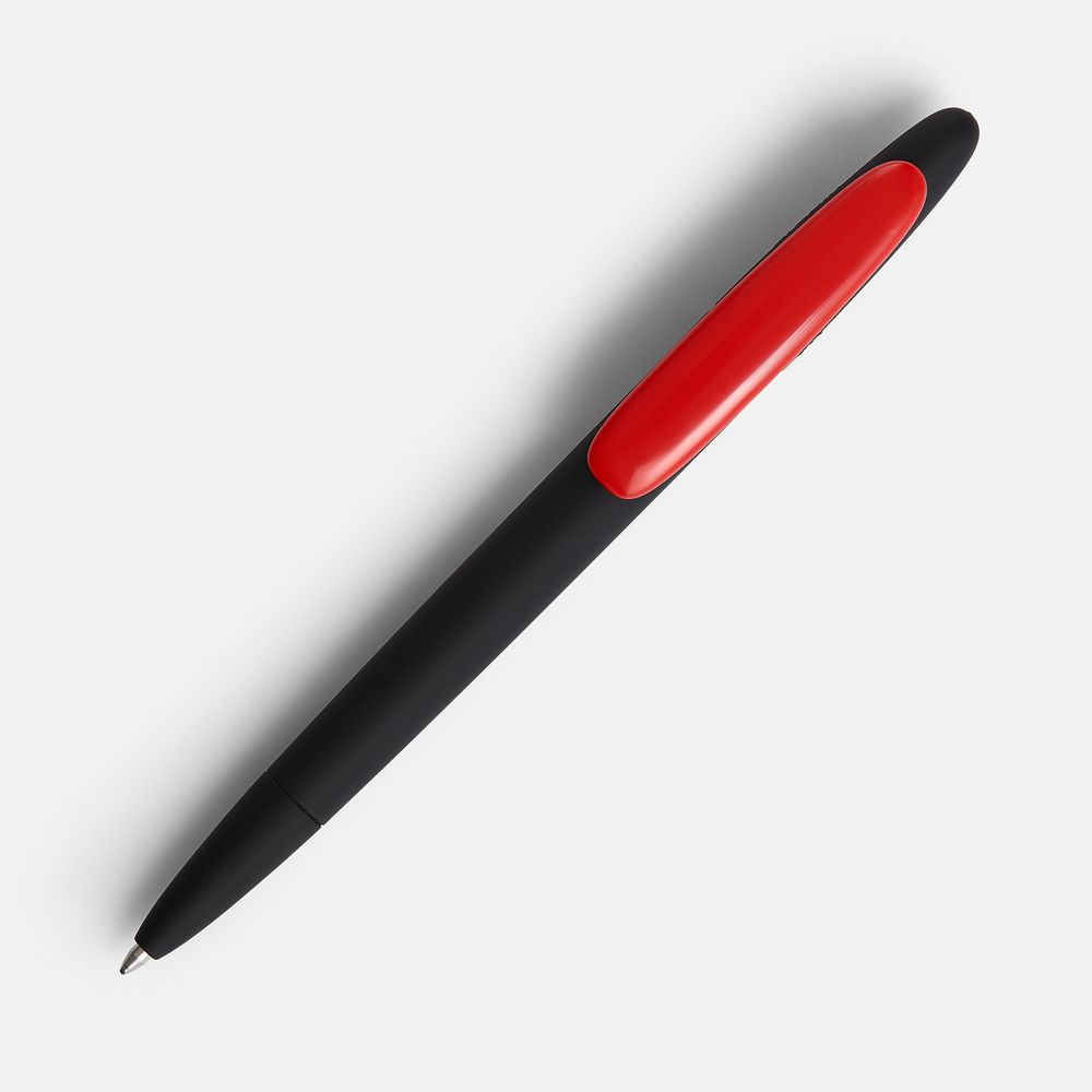 Ручка шариковая Prodir DS5 TRR-P Soft Touch, черная с красным — фото 1