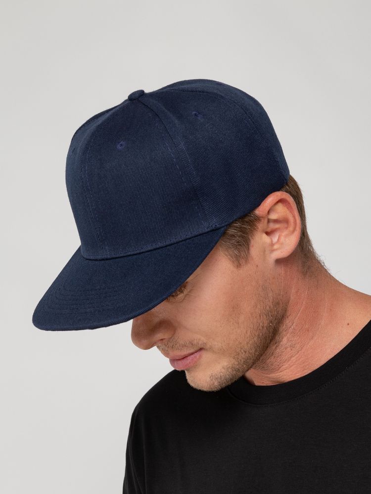 Бейсболка Snapback с прямым козырьком, темно-синяя — фото 6