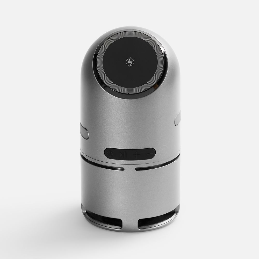 Bluetooth-колонка с беспроводной зарядкой Droid, серая — фото 3